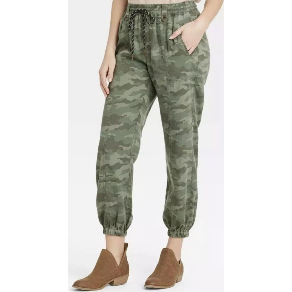 Knox Rose Green Camouflage‎ Joggers Elastic Waist Drawstring Women's Size XXL